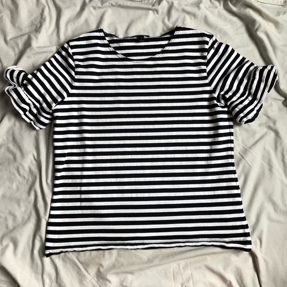 J-Crew Striped Shirt with Ruffle Sleeves